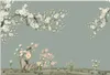 壁のための壁紙3 dのための壁紙の手描きの花と鳥のテレビの背景の壁の絵画