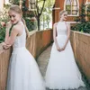 Robe Mariage 2019 Neckholder-Tüll-Strandhochzeitskleider mit Spitzenoberteil und bodenlangem Brautkleid Abiti Da Sposa