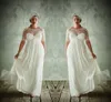 Plus Size Wedding Dresses With Half Sleeves Sheer Jewel Neck A Line Lace Appliqued Bridal Gowns Chiffon Empire Waist Wedding Dress