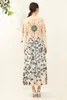 Women's Runway Dress O Neck Long Sleeeve Printed A Line Elegant Casual Dress Vestido