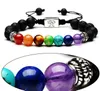 Yoga hecho a mano 7 Chakra árbol de la vida pulseras con dijes piedras de lava cuentas multicolores pulsera de cuerda mujeres hombres pulseras brazaletes GD38