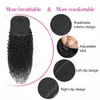 Kinky Curly Pony Tail Peruvian Remy Human Hair Drawstring Ponytails Clip In Extensions Naturfärg Tjock Bun Ponytail för svarta kvinnor