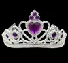 Juldekorationer Cosplay Princess Kids Crown Plastic Tiara Födelsedagsfest Favorit Flicka Silverharts Heart Crystal Headbands Pagant Prom1