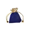 7 * 9 cm Terciopelo Con Cuentas Bolsas Con Cordón 4 Colores 50 UNIDS / LOTE Empaquetado De Joyas Boda De Navidad Bolsas De Regalo De Navidad Negro Rojo Azul Vino Rojo DHL