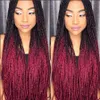 Synthetic Wigs Long Handmade Box Braids Wig Micro Braid Lace Front Wig Ombre Red Synthetic Braiding Hair Wig for Africa Black Women