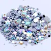 Karışık Boyutları 1000 adet Kristal AB Yuvarlak Akrilik Gevşek Flatback Rhinestones Nail Art Kristal Taşlar Düğün Giyim Dekorasyon için