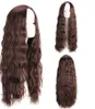 Mulheres peruca marrom escuro longo Calor encaracolado resistente perucas de cabelo sintético completa 26inch para uso diário e Cosplay