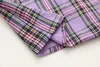 Fashion-Vintage Fashion Party Elegant Skirts Luxury Newest Purple Plaid Pattern Sexy Dresses for Women Work Casual 3 Size