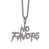 Hip Hop Iced Out Letter NO FAVORES Colar Pingente Banhado a Ouro Bling Jóias Gift277e