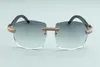 Einfache Luxus-Sonnenbrille mit großem Rahmen und Volldiamant-Brille T4189706-B3 Luxuriöser, rahmenloser natürlicher schwarzer Holzbügel-Sonnenbrillenrahmen