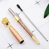 Free DHL selling Newest Luxury Novelty crystal writing Pen Diamond top wedding gift Bling Sparkles shisha Gems Rhinstone Filled Crown Pens with Custom Logo