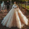 Vintage Sequines Ball Gown Wedding Dresses Luxury Tiered Ruffles High Collar Long Sleeve Bridal Gowns Backless Garden Wedding Dres292w