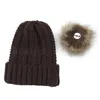 Femmes Pom Pom Beanie 9 couleurs en plein air hiver chaud fourrure boule chapeau Skullies Beanie solide tricot Crochet casquette OOA71129961640