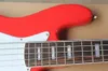 Fábrica personalizada vermelha 5 cordas guitarra baixo com pickguard branco, hardware cromado, escala de madeira jacarandá, pode ser personalizado 6739058