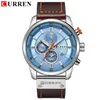 رجال يشاهد Curren Top Mens Chronograph Watch Male Gale Heater Leather Army Clock Quartz Adalog Clock 82912468321