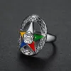 Stainless steel silver order of the eastern star rings for ladies party band ring new trendy unique design OES masonic jewelry for women