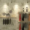 Wit Old English Brief Krant Vintage Wallpaper Feature Wall Paper Roll voor Bar Cafe Coffee Shop Restaurant