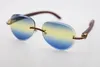 Wholesale Rimless Smaller Big Stones Sunglasses 8200765 Wood Glasses Mirror Lens Shield High Quality C Decoration Optical Unisex