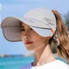 SILOQIN 2019 New Summer Women's Sun Hats Empty Top Hat Sun Visor Retractable Ladies Anti-UV Oversized Visor Women Beach Hats