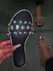 Diapositivas de las mujeres de las chancletas deslizadores de los zapatos de piedras preciosas diamantes de imitación zapatos de las sandalias de las señoras se desliza Wild Diamond zapatillas Chanclas Mujer2020