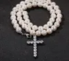 Simple Cross 10mm Pearl Necklace Hip hop Trend Men and Women's Accessories Factory Wholesale free shipping