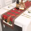 Corredor de mesa de Navidad Decoraciones de Navidad tela escocesa roja Cubierta de tela Party Party Decoración de la cena