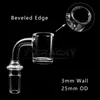 3MMWALL 4MMBOTTOM Beveled Edge Quartz Banger med Spinning Carb Cap Male Kvinna 10mm 14mm 18mm 45/90 Quartz Nails för glas vatten Bong