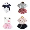 6 different design baby girls summer boutiques outfits lace flower tops+shorts or skirts 2pcs set girl fashion suit with pearl chiffon