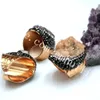 10 Stks Elegant Vergulde Ruwe Agaat Titanium Druzy Encrusted Crystal Verstelbare Ring Briljante FreeForm Drusy Gemstone Geode Sieraden Ring