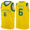 2019 Copa da Copa do Mundo Jerseys de basquete da Austrália 5 Patty Mills 12 Aron Baynes 8 Matthew Dellavedova 6 Andrew Bogut Camisa impressa personalizada