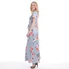 Casual Dresses Summer Autumn Dress 2021 Short Sleeve Long Boho Floral Print Maxi Turtleneck Bandage Elegant Vestido