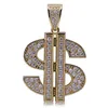 Mode-Real Vergulde Amerikaanse Dollar Symbool $ Iced Out Cubic Zircona Gepersonaliseerde Hanger Ketting Hip Hop Rock Sieraden Verjaardagsgeschenken