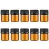 Mini bouteilles d'échantillon rechargeables en verre ambré, 1ml/2ml/3ml, réactifs pour huiles essentielles, flacons en verre marron avec capuchon