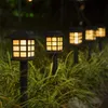다채로운 상자 LED 태양 손전등 잔디 램프 방수 야외 정원 태양 스포트 라이트 통로 풍경 레트로 태양 지 하 빛