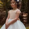 Robes de bal robes de fille de fleur pour les mariages dentelle perles robes de première Communion filles robe de concours à manches longues robe de fille