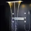 Modernes Bad-Duschsystem, elektronisches LED-Regenduschset mit 5 Funktionen, Deckenduschkopf, Wasserfall-Niederschlag, neblige Säule, 10,2 cm Strahlspray