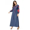 المسلمان التطريز Maxi Dress Abaya Kimono فضفاضة رمضان العربية الإسلامية الإسلامية أردية طويلة بالإضافة إلى حجم VKDR1507