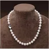 Affascinante collana di perle bianche dei mari del sud naturali da 8-9 mm Chiusura in argento 925 da 18 pollici