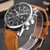 Benyar New Fashion Chronograph äkta lädersport Mens Watches Top Brand Luxury Military Quartz Watch Clock Relogio Masculino252r