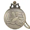 Reloj de bronce antiguo con bandera de EE. UU., reloj de bolsillo de cuarzo con paloma de la paz, collar con cadena para hombres y mujeres, regalo de recuerdo