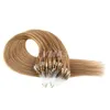 European Russian Remy Virgin Cuticle Aligned Silk Hair Blonde 0.5g*100 Stand Double Drawn Straigh Micro Loop Ring Human Hair Extensions