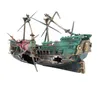 1PC 24 12cm Large Aquarium Decoration Boat Plactic Aquarium Ship Air Split Shipwreck Fish Tank Decoration Wreck Sunk273f