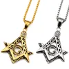 Cheap Wholesale Fashion New Hip Hop 316 Stainless Steel Gold Silver Freemason Masonic Emblem Free Mason Pendant jewelry with CZ stones