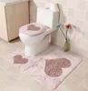 Eenvoudige stijl cartoon dier flanel toilet driedelig set flamingo paar woondecoratie mat antislip pad fabriek levering gratis geschenk gebreid