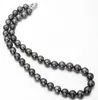 Awesome Free Shipping 10-11mm collier de perles vert noir 18 pouces 925 s
