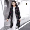 Warmer Wintermantel 2018 neuer Druck Damen Winterjacken langer Abschnitt verdicken schlank mit Kapuze Mode elegante Damen-Outwears S331