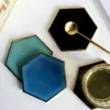 Nordic Hexagon Gold-plated Ceramic Placemat Heat Insulation Coaster Porcelain Mats Pads Table Decoration