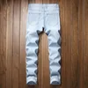Nowi mężczyźni swobodny dżinsy dżinsowe vintage rozryte dżinsy bielone ołówkiem spodni elastyczne vintage w połowie talii Wysoka jakość