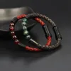 Neue Echtes Rindsleder Armband Männer Mit 8mm Stein Perlen Edelstahl Armreif Eingebetteten Verschluss Armbänder Für Frauen