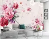Özel 3d çiçek duvar kağıdı narin çiçek kule oturma odası yatak odası tv arka plan duvar dekorasyon duvar kağıdı